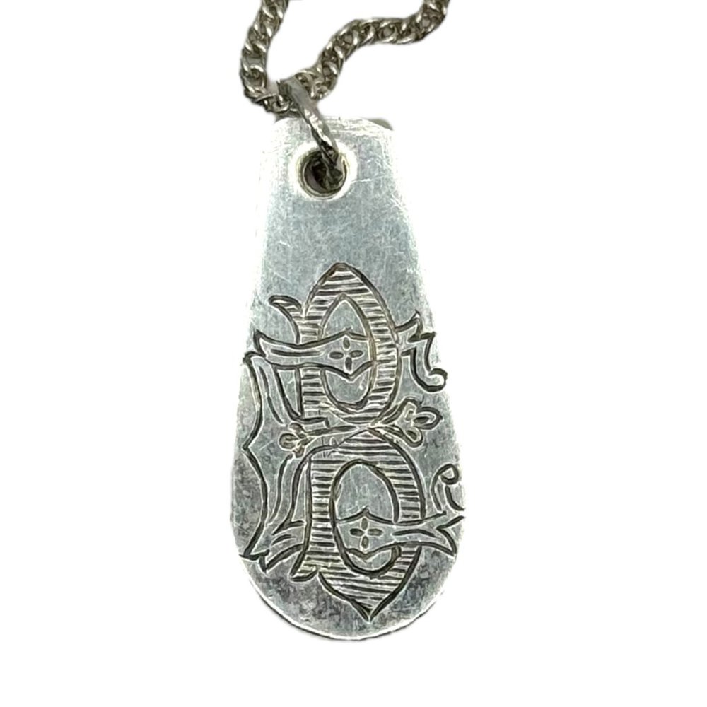 Monogrammed Letter B Vintage Silver Spoon Artisan Pendant Hand Crafted Necklace - Picture 2 of 12